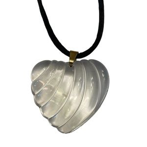 Baccarat Crystal Heart Pendant, on a black satin cord, signed Baccarat & Giorgio